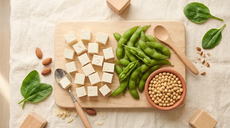 Tofu-Illustration – Proteine und Soja